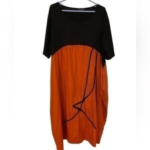 O-niceie orange and black cotton dress size 3xL